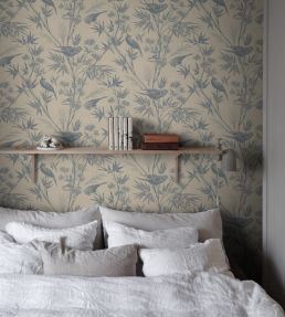 Celeste Wallpaper by Sandberg Indigo Blue