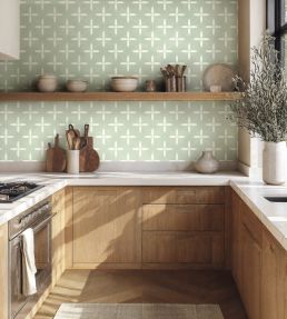 Cement Tiles Wallpaper by Caselio Vert D'eau