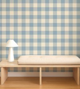 Central Check Wallpaper by Scion Cornflower