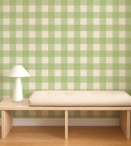 Central Check Wallpaper by Scion Pea Green