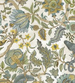 Chameleon Trail Fabric by Josephine Munsey Lemon and Light Blue