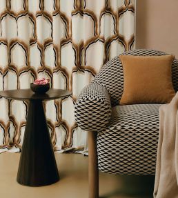 Chand Baori Fabric by JORO J5-Black/Linen