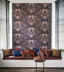 Chardon Wallpaper by Casamance Bleu / Rouille