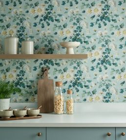Charlotte Wallpaper by 1838 Wallcoverings Teal