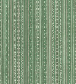 Charter Stripe Embroidery Fabric by Thibaut Green