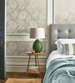 Chatsworth Wallpaper by 1838 Wallcoverings Taupe Metallic