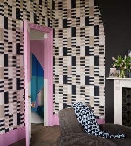 Check Wallpaper by Farrow & Ball Au Lait / Roasted Macadamia