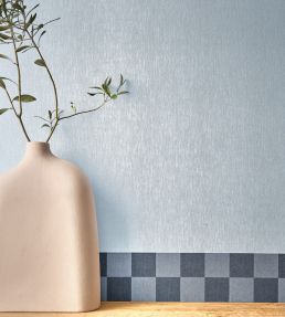 Checks Border Wallpaper by Caselio Bleu Denim