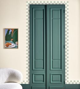 Checks Border Wallpaper by Caselio Vert Amande