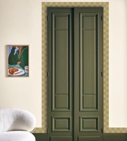 Checks Border Wallpaper by Caselio Vert Olive