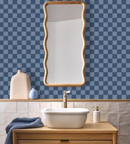 Checks Wallpaper by Caselio Bleu Denim