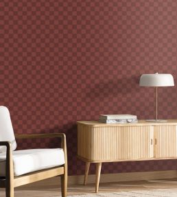 Checks Wallpaper by Caselio Bordeaux