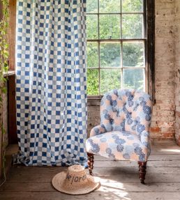 Chequer Fabric by Molly Mahon Blue