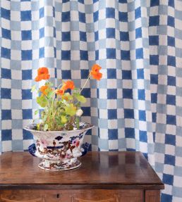 Chequer Fabric by Molly Mahon Blue