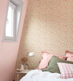 Cherry Wallpaper by Casadeco Blanc / Rose