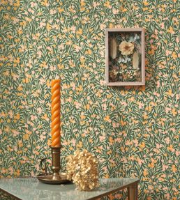 Cherry Wallpaper by Casadeco Vert / Nude