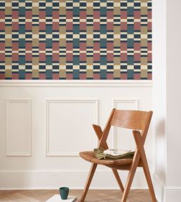 Chess Game Wallpaper by Casadeco Bordeaux / Bleu