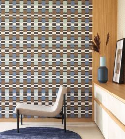 Chess Game Wallpaper by Casadeco Marron / Bleu