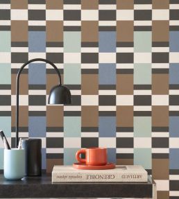 Chess Game Wallpaper by Casadeco Marron / Bleu