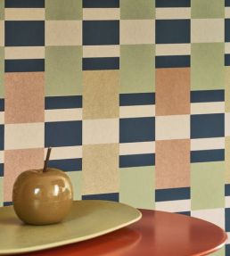 Chess Game Wallpaper by Casadeco Vert / Ocre