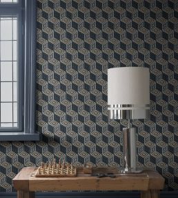 Chiara Mural by Sandberg Dark Blue
