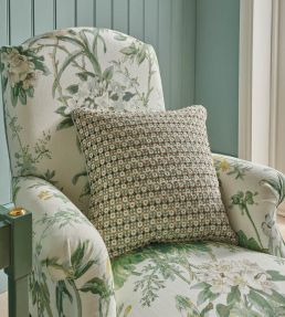 Chiddingstone Fabric by Nina Campbell Teal/Beige/Chocolate
