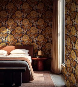 Chinese Damask Wallpaper by Coordonne Mustard