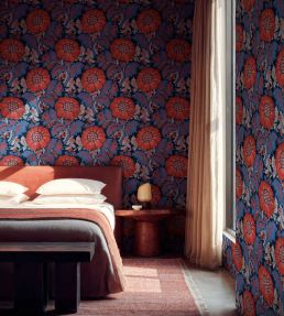 Chinese Damask Wallpaper by Coordonne Vermilion