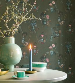 Chinese Porcelain Wallpaper by Eijffinger Dark Green