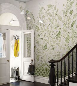 Chinoiserie Grande Panel Set Mural by Schumacher Leaf Green