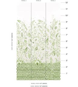 Chinoiserie Grande Panel Set Mural by Schumacher Leaf Green