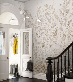 Chinoiserie Grande Panel Set Mural by Schumacher Neutral