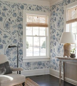 Chinoiserie Vine Wallpaper by Schumacher Cobalt