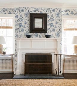 Chinoiserie Vine Wallpaper by Schumacher Cobalt
