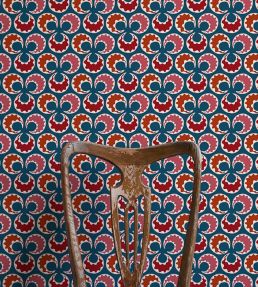 Chintamani Fun Wallpaper by Ottoline Blue and Red