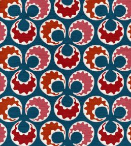 Chintamani Fun Fabric by Ottoline Blue and Reds