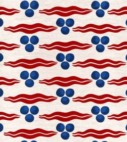 Chintamani Linen Fabric by Ottoline White/Red/Blue