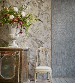 Chintz Lustre Wallpaper by Zoffany Quartz grey