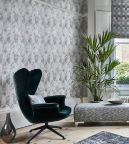 Chisel Wallpaper by Prestigious Textiles Pewter