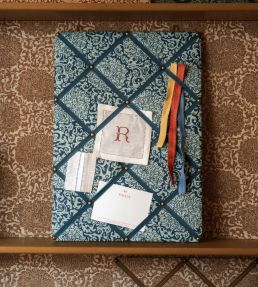 Chrysanthemum Archive Revival Fabric by Volga Linen Celadon/Prussian Blue