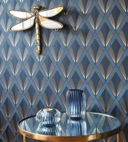 Chrysler Wallpaper by Casadeco Bleu Orage