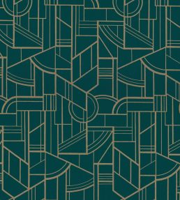 Cinetique Wallpaper by Casamance Vert Canard/Dore