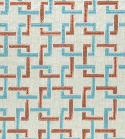 Sekai Fabric by Clarke & Clarke Cinnabar/Aqua