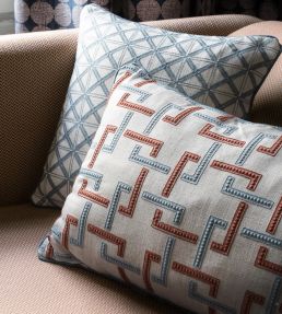 Sekai Fabric by Clarke & Clarke Cinnabar/Aqua