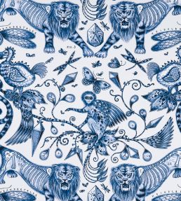 Emma J Shipley Extinct Fabric by Clarke & Clarke Blue