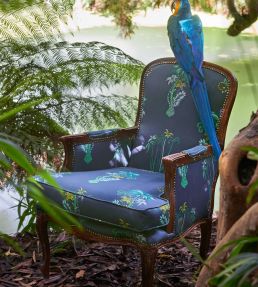 Emma J Shipley Jungle Palms Fabric by Clarke & Clarke Blue