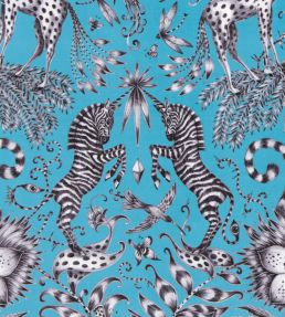 Emma J Shipley Kruger Velvet Fabric by Clarke & Clarke Teal