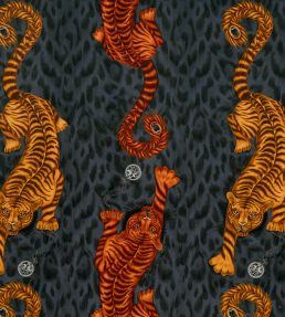 Emma J Shipley Tigris Velvet Fabric by Clarke & Clarke Flame