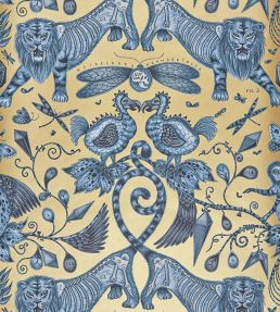 Emma J Shipley Extinct Wallpaper by Clarke & Clarke Blue