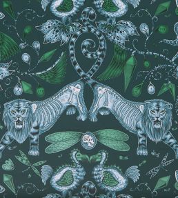 Emma J Shipley Extinct Wallpaper by Clarke & Clarke Navy